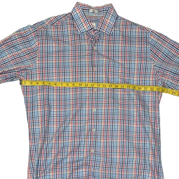 Men's PETER MILLAR Size L Plaid Button Down Shirt Checked Colorful 100% Cotton - Picture 7 of 11